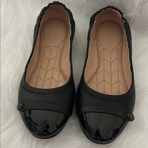 Coach Black Patent Cap Toe Flats
